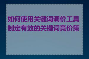 如何使用关键词调价工具制定有效的关键词竞价策略