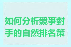 如何分析競爭對手的自然排名策略
