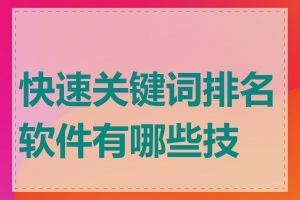 快速关键词排名软件有哪些技巧