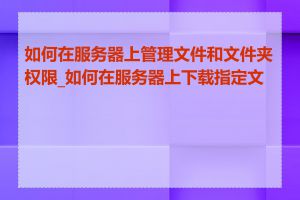 如何在服务器上管理文件和文件夹权限_如何在服务器上下载指定文件