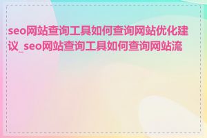 seo网站查询工具如何查询网站优化建议_seo网站查询工具如何查询网站流量