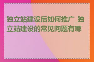 独立站建设后如何推广_独立站建设的常见问题有哪些