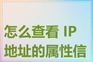 怎么查看 IP 地址的属性信息