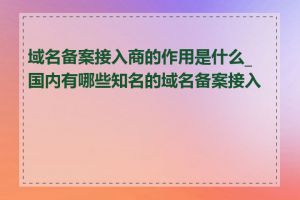 域名备案接入商的作用是什么_国内有哪些知名的域名备案接入商