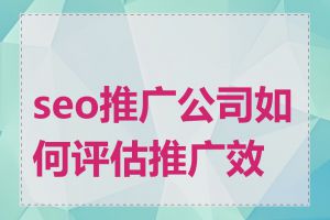 seo推广公司如何评估推广效果
