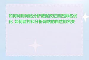 如何利用网站分析数据改进自然排名优化_如何监控和分析网站的自然排名变化