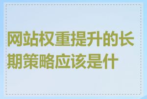 网站权重提升的长期策略应该是什么