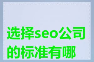 选择seo公司的标准有哪些