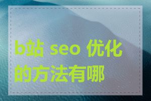 b站 seo 优化的方法有哪些