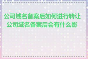 公司域名备案后如何进行转让_公司域名备案后会有什么影响