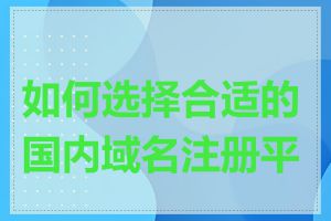 如何选择合适的国内域名注册平台