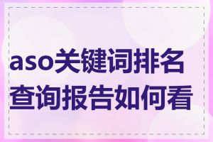 aso关键词排名查询报告如何看懂