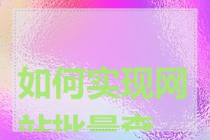 如何实现网站批量查询