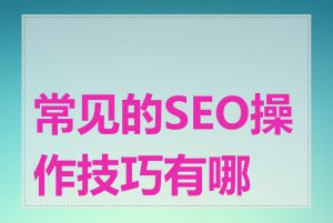 常见的SEO操作技巧有哪些