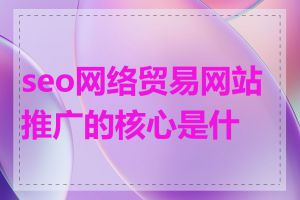 seo网络贸易网站推广的核心是什么