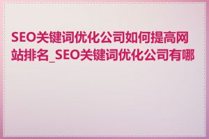 SEO关键词优化公司如何提高网站排名_SEO关键词优化公司有哪些