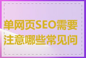 单网页SEO需要注意哪些常见问题