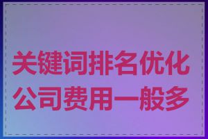 关键词排名优化公司费用一般多少