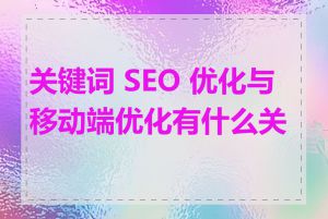 关键词 SEO 优化与移动端优化有什么关系
