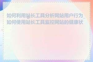 如何利用站长工具分析网站用户行为_如何使用站长工具监控网站的健康状况