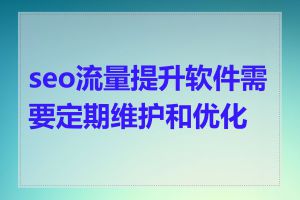 seo流量提升软件需要定期维护和优化吗