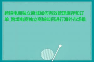 跨境电商独立商城如何有效管理库存和订单_跨境电商独立商城如何进行海外市场推广