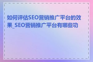 如何评估SEO营销推广平台的效果_SEO营销推广平台有哪些功能