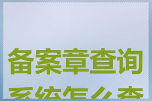 备案章查询系统怎么查询