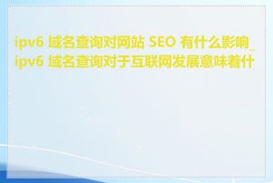 ipv6 域名查询对网站 SEO 有什么影响_ipv6 域名查询对于互联网发展意味着什么