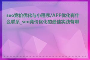 seo竞价优化与小程序/APP优化有什么联系_seo竞价优化的最佳实践有哪些