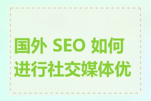 国外 SEO 如何进行社交媒体优化