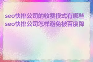seo快排公司的收费模式有哪些_seo快排公司怎样避免被百度降权