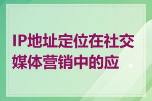 IP地址定位在社交媒体营销中的应用
