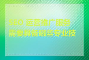 SEO 运营推广服务需要具备哪些专业技能