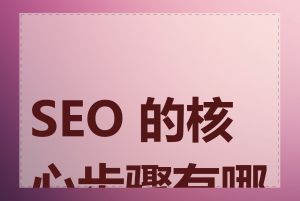 SEO 的核心步骤有哪些