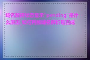 域名解析状态显示"pending"是什么原因_如何判断域名解析是否成功