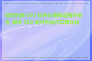 如何利用 SEO 软件长期稳定提升排名_哪些 SEO 软件在业内口碑比较好