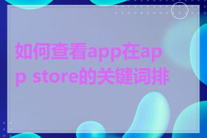 如何查看app在app store的关键词排名