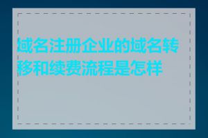 域名注册企业的域名转移和续费流程是怎样的