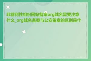 非营利性组织网站备案org域名需要注意什么_org域名备案与公安备案的区别是什么