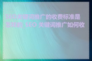 SEO关键词推广的收费标准是怎样的_SEO 关键词推广如何收费