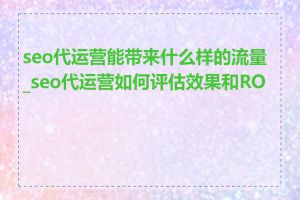 seo代运营能带来什么样的流量_seo代运营如何评估效果和ROI