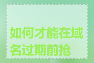 如何才能在域名过期前抢注