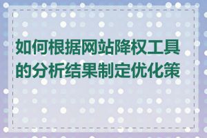 如何根据网站降权工具的分析结果制定优化策略