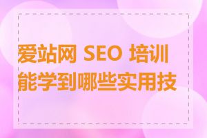 爱站网 SEO 培训能学到哪些实用技能