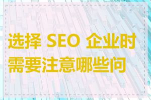 选择 SEO 企业时需要注意哪些问题