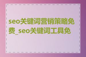 seo关键词营销策略免费_seo关键词工具免费