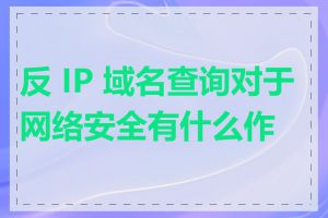 反 IP 域名查询对于网络安全有什么作用