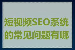 短视频SEO系统的常见问题有哪些