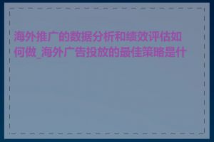 海外推广的数据分析和绩效评估如何做_海外广告投放的最佳策略是什么